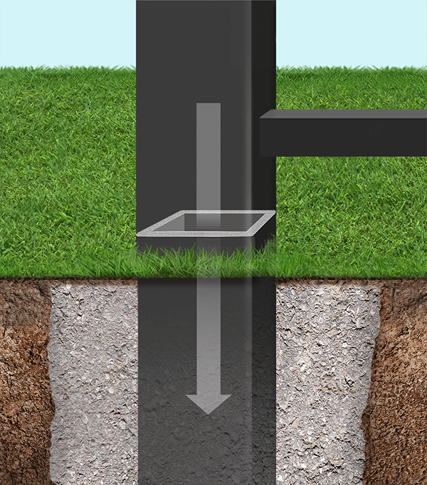 Aluminum fence post with concrete in Yuba City