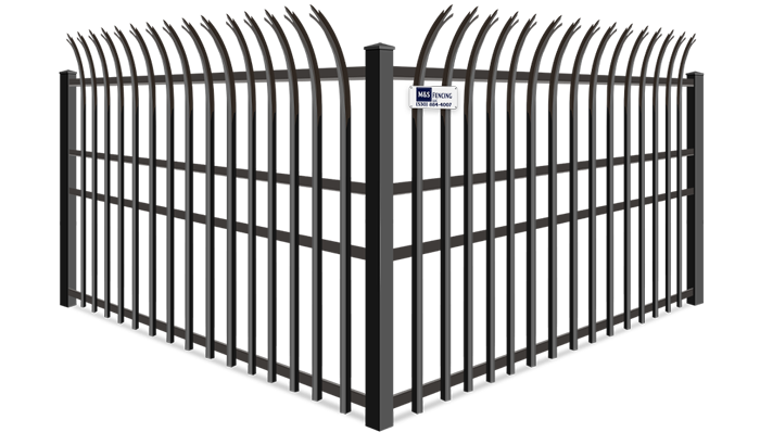Curved Trident ornamental steel fence company in Yuba City