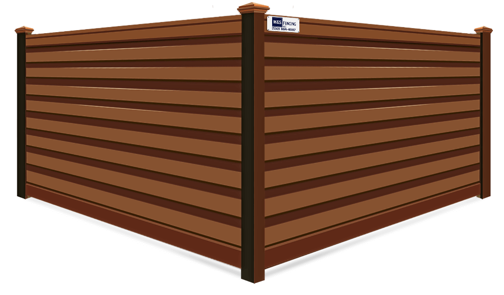 Saddle Horizontal Privacy Trex fence company in Yuba City