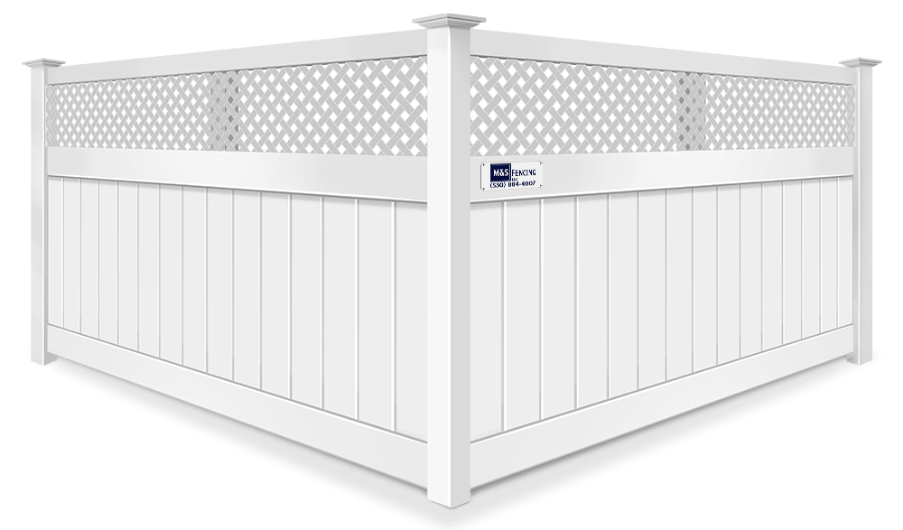 Decorative Lattice Top vinyl fence contractor in Yuba City