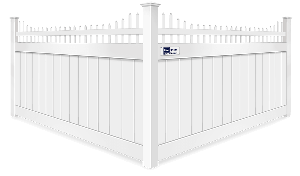 Stepped vinyl fence contractor in Yuba City