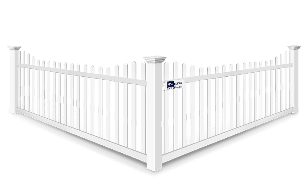 Stepped Picket vinyl fence contractor in Yuba City