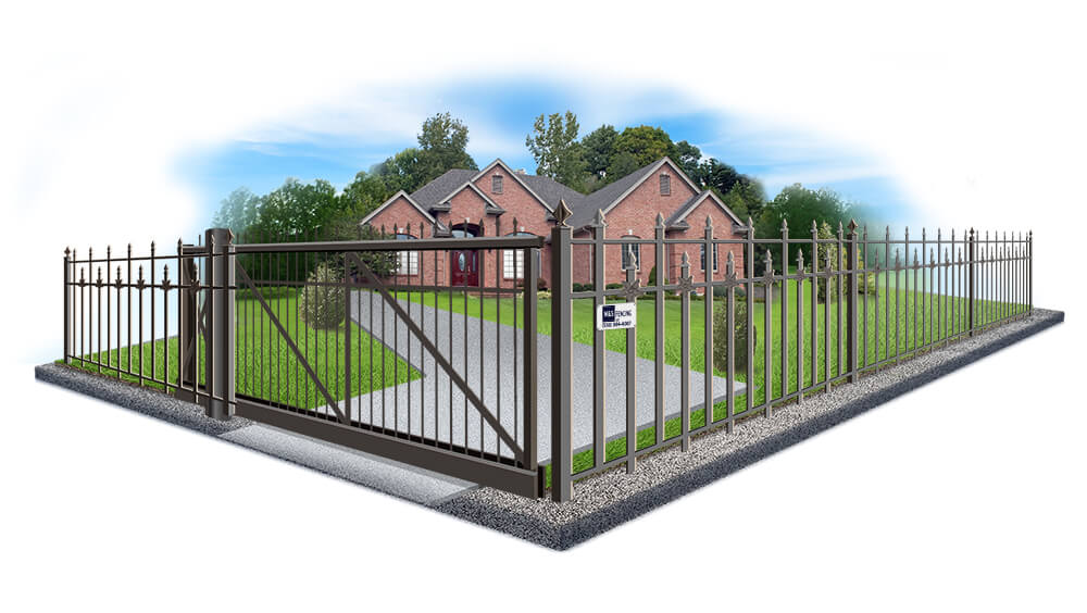 Steel gate securing residential property